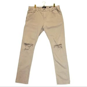 Khaki destroyed skinny jean